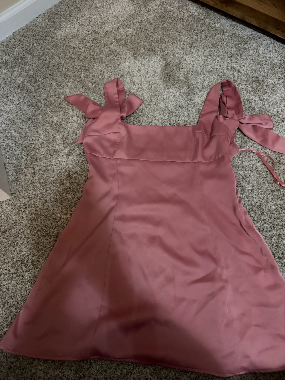 Urban Outfitters Mauve Tie-Strap Square-Neck Mini Dress